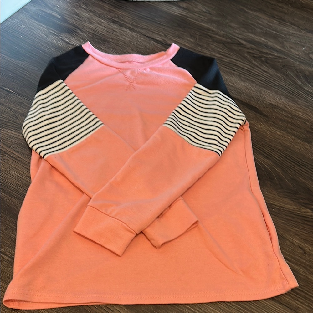 Kids Peach and Black Striped Long Sleeve Shirt